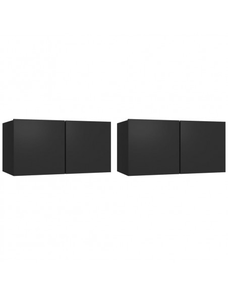 Mobili Porta TV Pensili 2pz Neri 60x30x30 cm