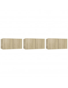 Mobili Porta TV Pensili 3pz Rovere Sonoma 60x30x30 cm 2
