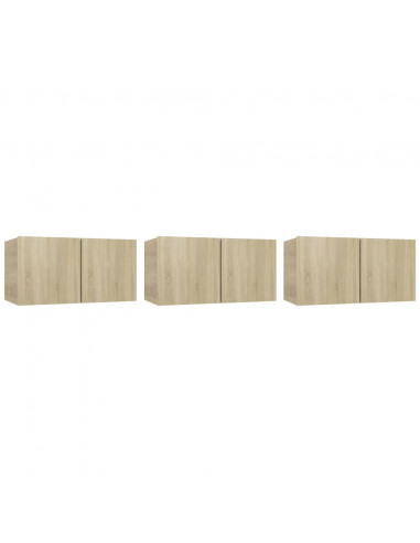 Mobili Porta TV Pensili 3pz Rovere Sonoma 60x30x30 cm