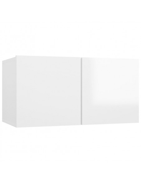 Mobili Porta TV Pensili 2pz Bianco Lucido 60x30x30 cm