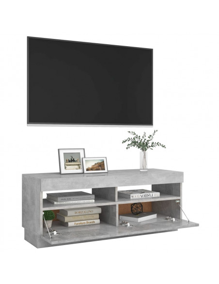 Mobile Porta TV con Luci LED Grigio Cemento 100x35x40 cm