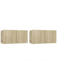 Mobili Porta TV Pensili 2pz Rovere Sonoma 60x30x30 cm 2