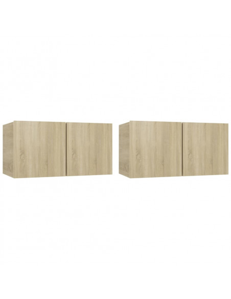 Mobili Porta TV Pensili 2pz Rovere Sonoma 60x30x30 cm