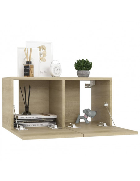 Mobili Porta TV Pensili 2pz Rovere Sonoma 60x30x30 cm