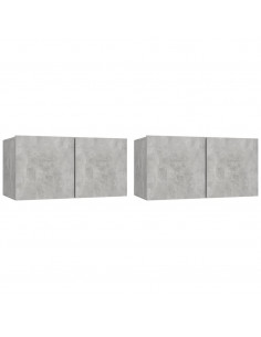 Mobili Porta TV Pensili 2pz Grigio Cemento 60x30x30 cm 2
