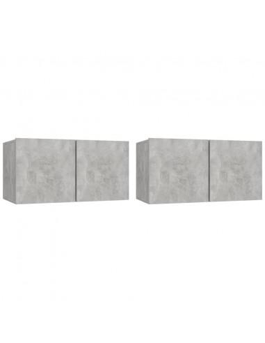 Mobili Porta TV Pensili 2pz Grigio Cemento 60x30x30 cm