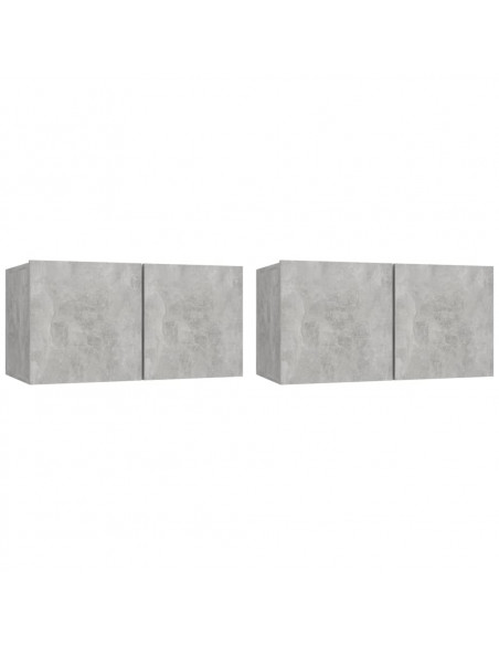 Mobili Porta TV Pensili 2pz Grigio Cemento 60x30x30 cm