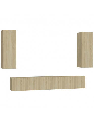 Set di Mobili TV 5 pz Rovere Sonoma in Legno Multistrato