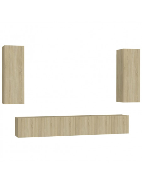 Set di Mobili TV 5 pz Rovere Sonoma in Legno Multistrato