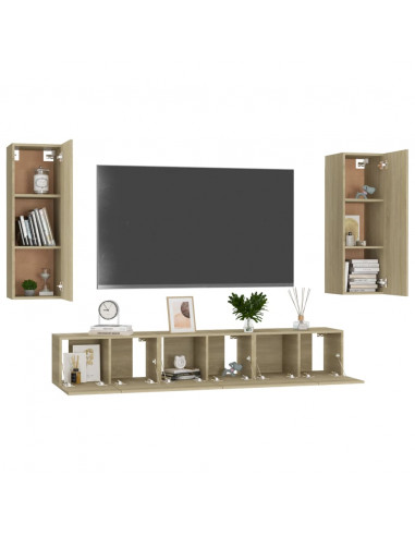 Set di Mobili TV 5 pz Rovere Sonoma in Legno Multistrato