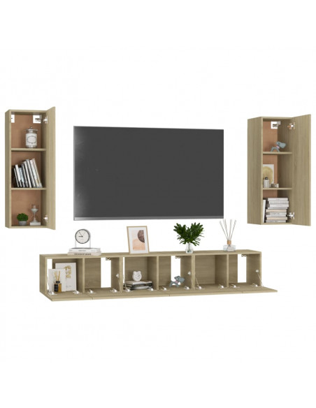 Set di Mobili TV 5 pz Rovere Sonoma in Legno Multistrato