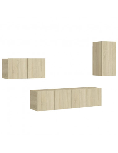 Set di Mobili TV 4 pz Rovere Sonoma in Legno Multistrato
