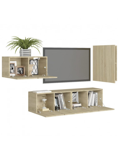 Set di Mobili TV 4 pz Rovere Sonoma in Legno Multistrato