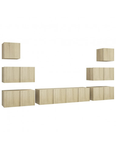 Set di Mobili Porta TV 8 pz Rovere Sonoma in Legno Multistrato