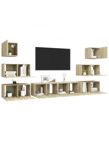 Set di Mobili Porta TV 8 pz Rovere Sonoma in Legno Multistrato