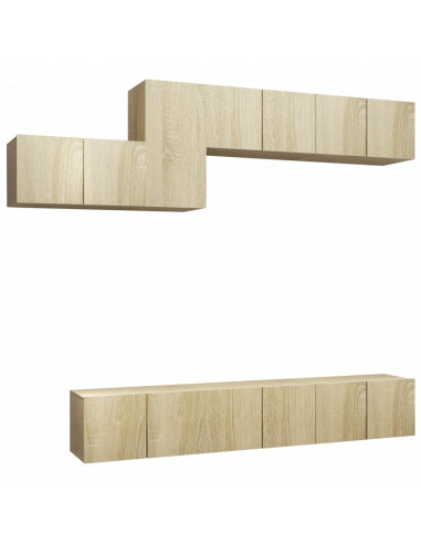 Set di Mobili Porta TV 7 pz Rovere Sonoma in Legno Multistrato