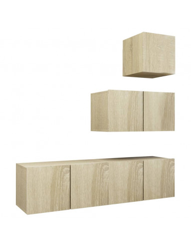 Set di Mobili TV 4 pz Rovere Sonoma in Legno Multistrato