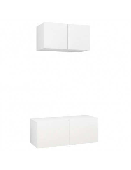 Set Mobili Porta TV 2 pz Bianco in Legno Multistrato