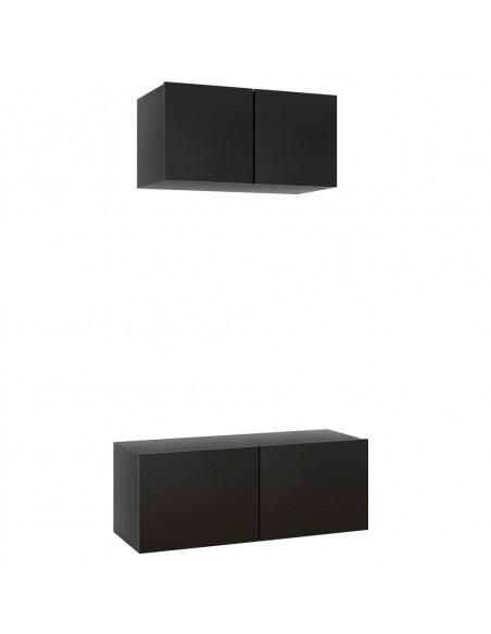 Set di Mobili Porta TV 2 pz Nero in Legno Multistrato