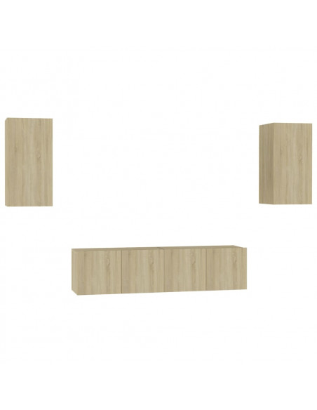 Set di Mobili Porta TV 4 pz Rovere Sonoma in Legno Multistrato