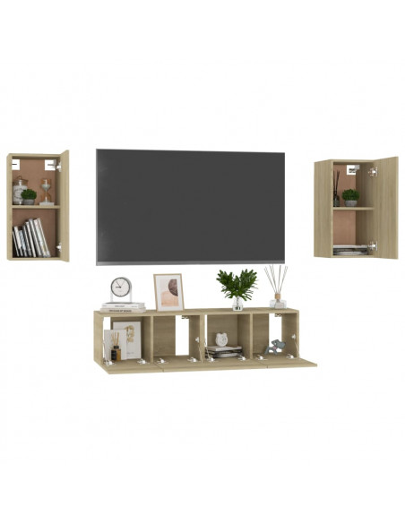 Set di Mobili Porta TV 4 pz Rovere Sonoma in Legno Multistrato