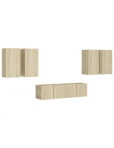 Set di Mobili Porta TV 6 pz Rovere Sonoma in Legno Multistrato
