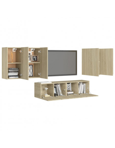 Set di Mobili Porta TV 6 pz Rovere Sonoma in Legno Multistrato