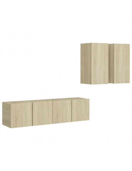 Set di Mobili Porta TV 4 pz Rovere Sonoma in Legno Multistrato