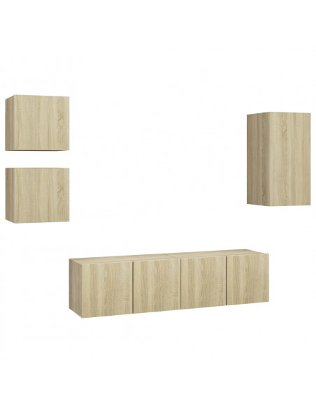 Set di Mobili TV 5 pz Rovere Sonoma in Legno Multistrato