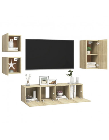 Set di Mobili TV 5 pz Rovere Sonoma in Legno Multistrato