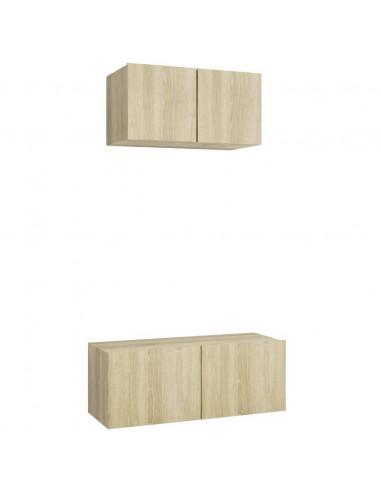 Set di Mobili Porta TV 2 pz Rovere Sonoma in Legno Multistrato