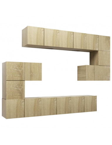 Set di Mobili Porta TV 10 pz Rovere Sonoma in Legno Multistrato