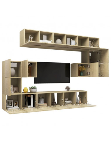 Set di Mobili Porta TV 10 pz Rovere Sonoma in Legno Multistrato