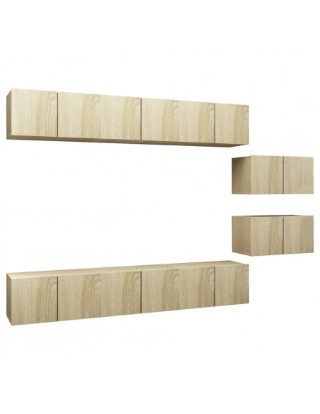 Mobili Porta TV 8 pz Rovere Sonoma in Legno Multistrato