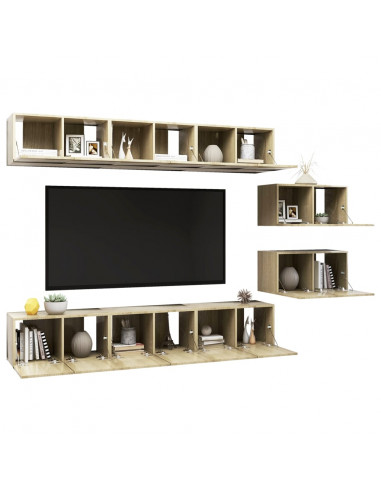 Mobili Porta TV 8 pz Rovere Sonoma in Legno Multistrato