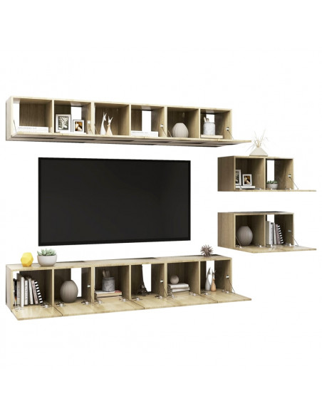 Mobili Porta TV 8 pz Rovere Sonoma in Legno Multistrato