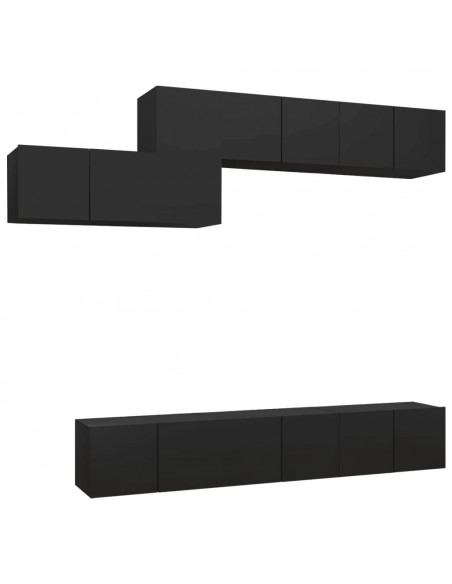Set di Mobili Porta TV 7 pz Nero in Legno Multistrato