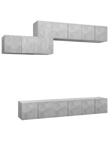 Set di Mobili Porta TV 7 pz Grigio Cemento in Legno Multistrato