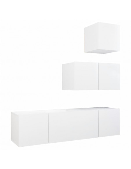 Set Mobili Porta TV 4 pz Bianco in Legno Multistrato