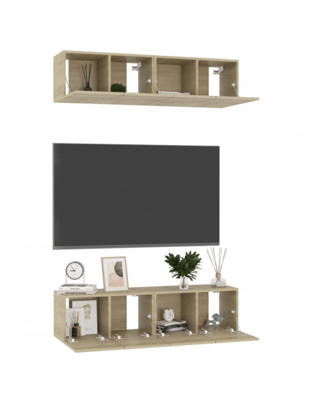 Mobili Porta TV 4 pz Rovere Sonoma 60x30x30cm Legno Multistrato