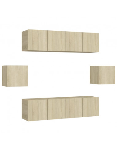 Set di Mobili Porta TV 6 pz Rovere Sonoma in Legno Multistrato