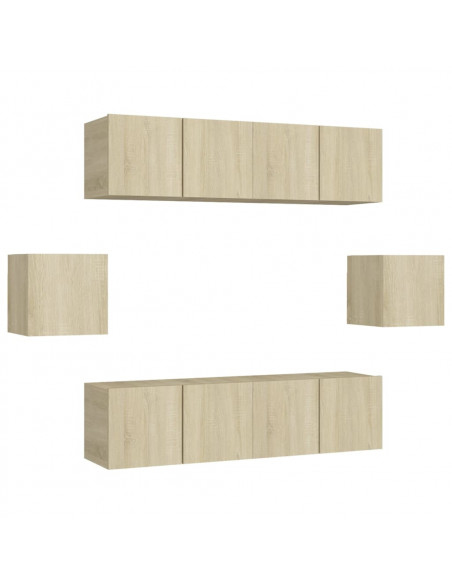 Set di Mobili Porta TV 6 pz Rovere Sonoma in Legno Multistrato