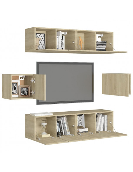 Set di Mobili Porta TV 6 pz Rovere Sonoma in Legno Multistrato
