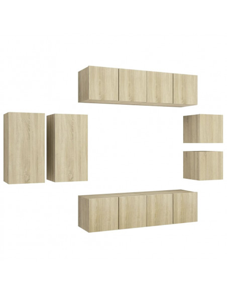 Set di Mobili Porta TV 8 pz Rovere Sonoma in Legno Multistrato