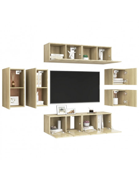 Set di Mobili Porta TV 8 pz Rovere Sonoma in Legno Multistrato