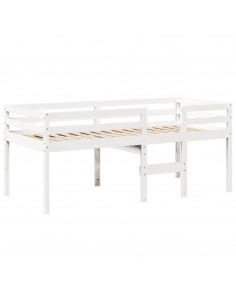 Letto a Soppalco con Tetto Bianco 80x200 cm in Legno di Pino 2