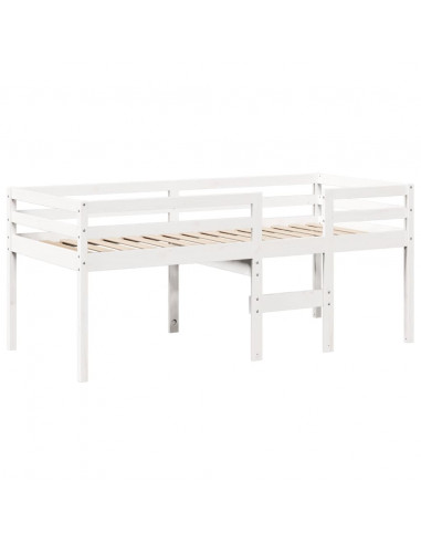 Letto a Soppalco con Tetto Bianco 80x200 cm in Legno di Pino