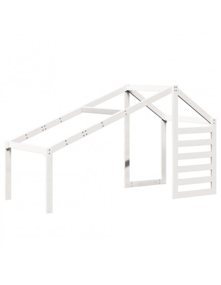 Letto a Soppalco con Tetto Bianco 80x200 cm in Legno di Pino