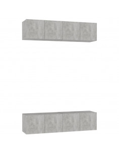 Mobili TV 4 pz Grigio Cemento 60x30x30 cm in Legno Multistrato 2