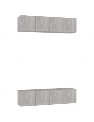 Mobili TV 4 pz Grigio Cemento 60x30x30 cm in Legno Multistrato